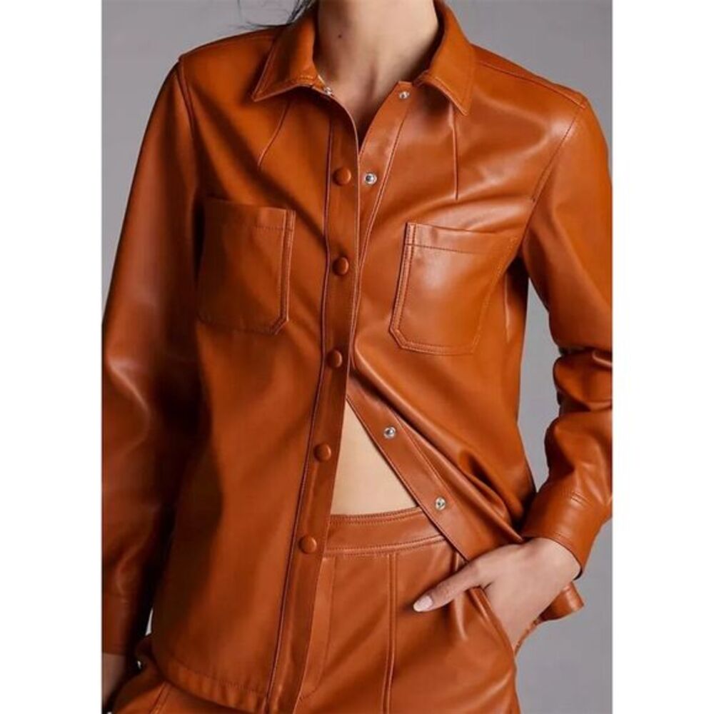 Anthropologie Tan Leather Blouse